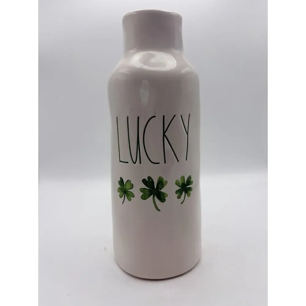 Rae Dunn 12” “LUCKY” Vase Rare St. Patrick's Day.